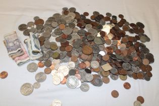 A selection of various GB and Foreign coinage, bank notes etc.