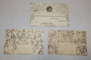 Two Victorian Deraedemaeker lithograph postal covers "Rejected Designs for the Postage Envelope" No.