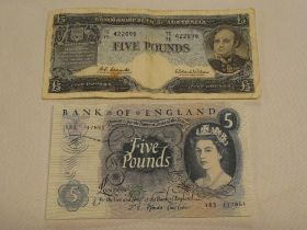 A Commonwealth of Australia £5 note signed R.