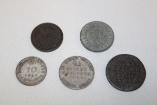 A Prussian 1843 silver 2½g, German 1792 Reichstadt coin and other German coinage etc.