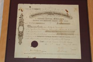 A 1926 share certificate for "The Venezuela Central Railway Company Limited" for 400 shares,