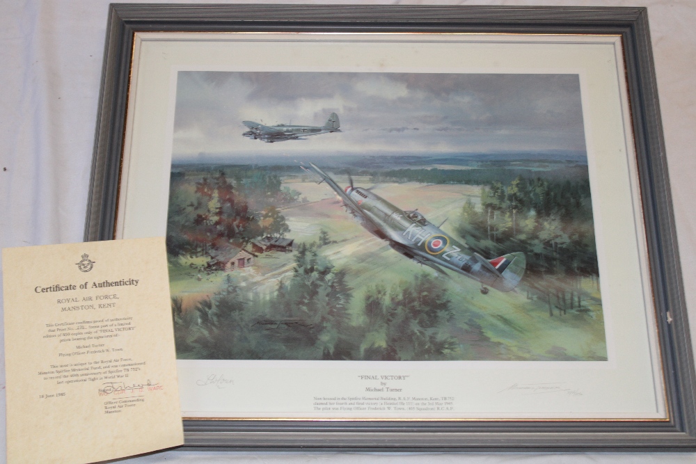 A coloured limited-edition aircraft print "Final Victory" after Michael Turner,