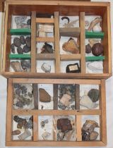 A selection of various mineral samples, fossils and artefacts,