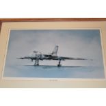 A coloured Vulcan Bomber print "Five Five Eight* after KC Kaye, signed by the artist,