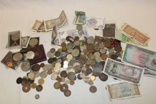 A large selection of mixed GB and Foreign coins, bank notes etc.