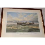 A coloured limited-edition aircraft print "Spitfire" after G.