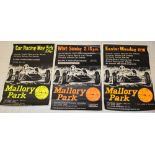 Three 1960/70's Mallory Park Motor Racing posters including "Guards Trophy Sports Car Races" 30" x