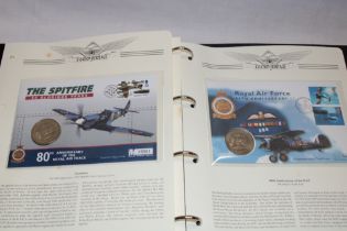 An album containing a selection of Aviation Heritage first day covers including two coin covers,