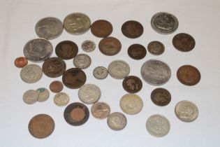 A selection of mixed coins including pre-1947 silver florins,