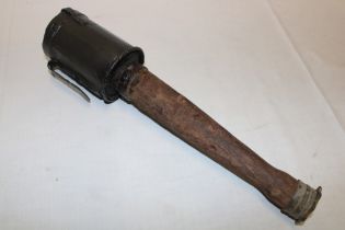 A First War Inert German M16 stick grenade with wooden handle