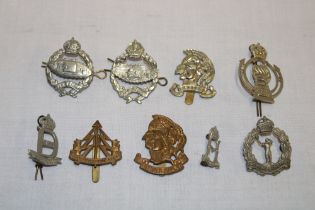 A selection of mainly Second War military cap badges and insignia including 22nd Dragoons,