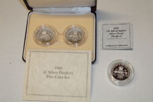 A 1989 silver Piedfort £2 twin coin proof set,