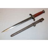 A Second War German Nazi Army Officer's dagger with double-edged steel blade by E.