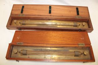 Two good quality Mine Surveyor's brass rolling rules by Haldena & Co.