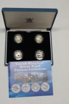 2003 United Kingdom silver proof pattern £1 coin collection of four proof silver coins,