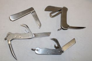 Four various stainless steel folding pocket knives and jack knives including military 1955 folding