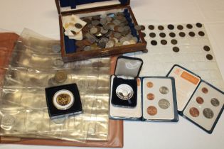 A selection of mixed GB and Foreign coins together with an Elizabeth II 1977 silver crown,