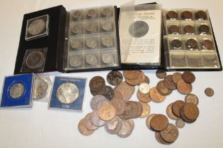 A selection of silver 3d coins and other coins, various pre-decimal coins, commemorative crowns,