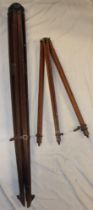 A large Mine Surveying brass mounted mahogany tripod and one other Mine Surveyor's tripod (2)