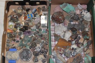 Two boxes of various mineral samples - varying areas