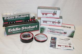 Four mint and boxed Eddie Stobart diecast commercial vehicles including Atkinson & Borderer flat