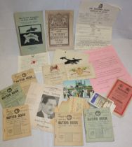 Various military paperwork and booklets including First War German Safe Conduct slip,