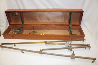 A brass Mine Surveyor's pantograph in fitted case with accessories,