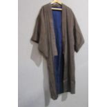 A grey and navy silk kimono