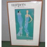Two Harpers Bazaar fashion poster prints dated October 1929 depicting the later fashion magazine