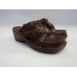 A pair of 1970's Clarks brown leather mules