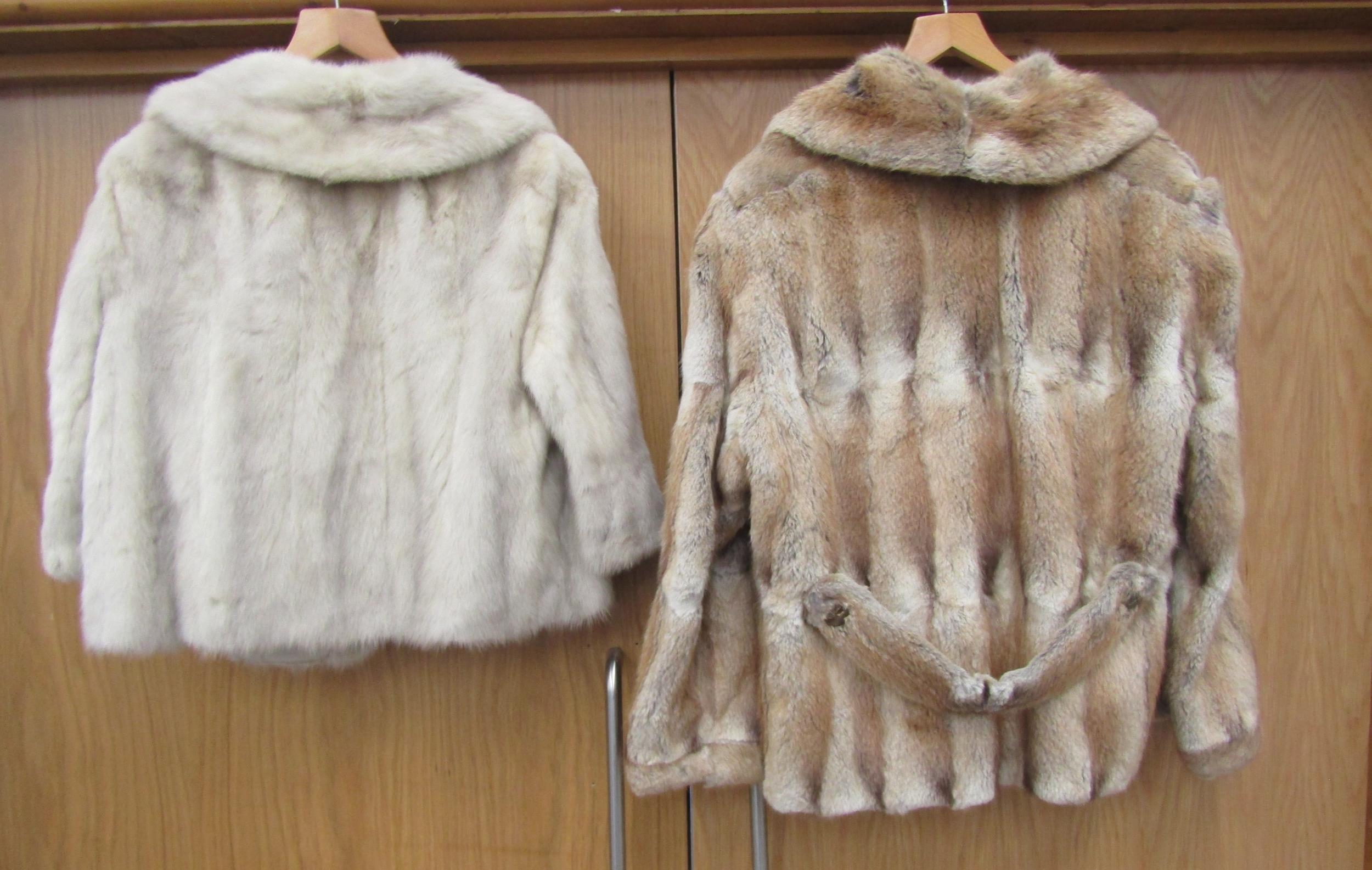 A 1950's pale mink fur evening jacket and a coney fur jacket - Image 3 of 3