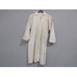 Turn of the last Century heavy linen/sailcloth milking tunic, hand stitched, button-through front