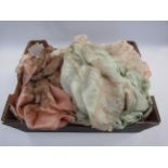 A box containing 1930's/40's ladies' silk, silk chiffon and lace undergarments, including