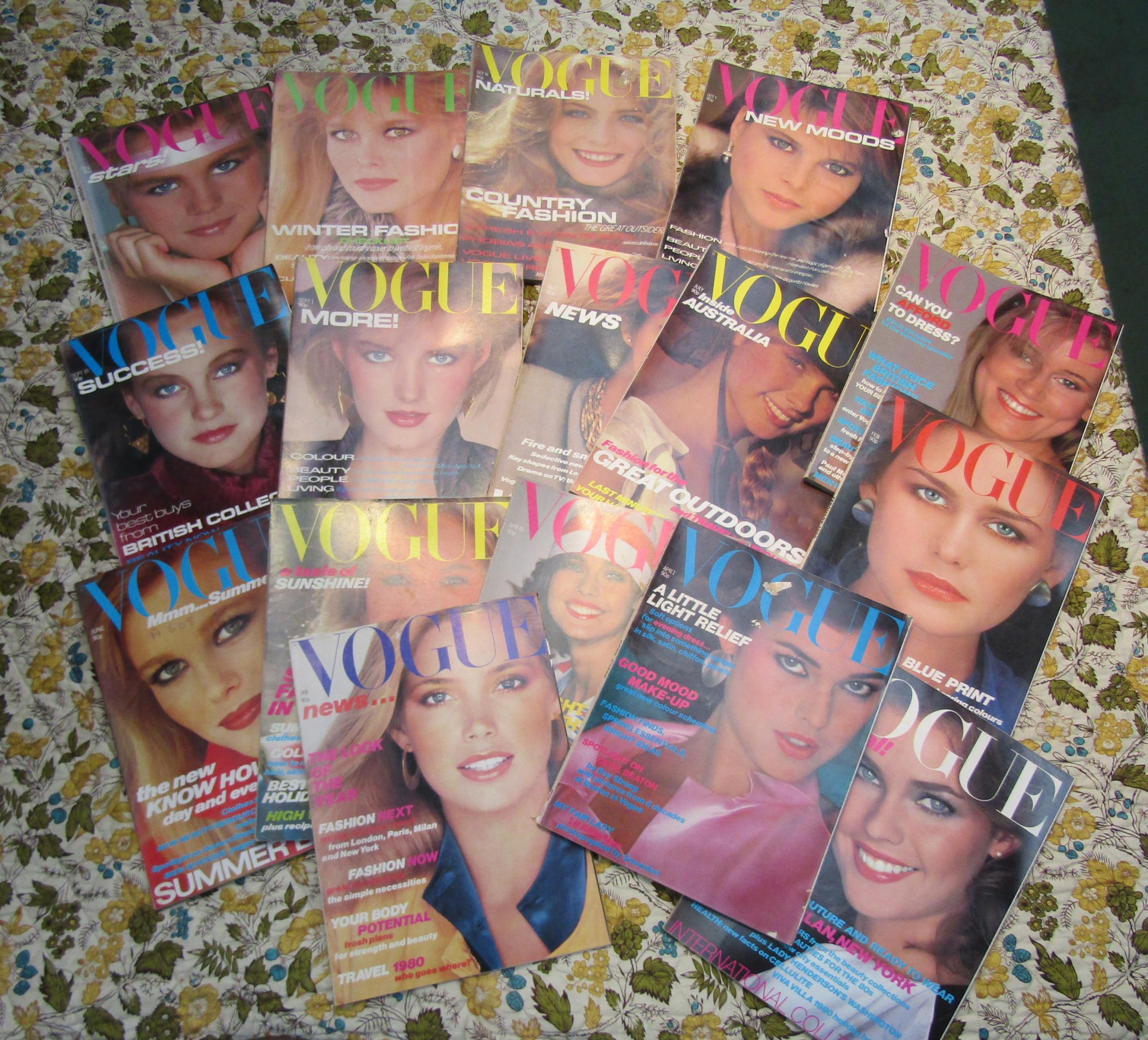 British Vogue magazine 1980 - January (1), February (2), March 1st (3), March 15th (4), April 1st (