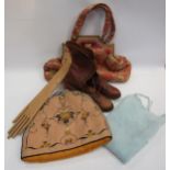 A box containing a small quantity of fashion accessories to include a pair of lace-up Victorian/