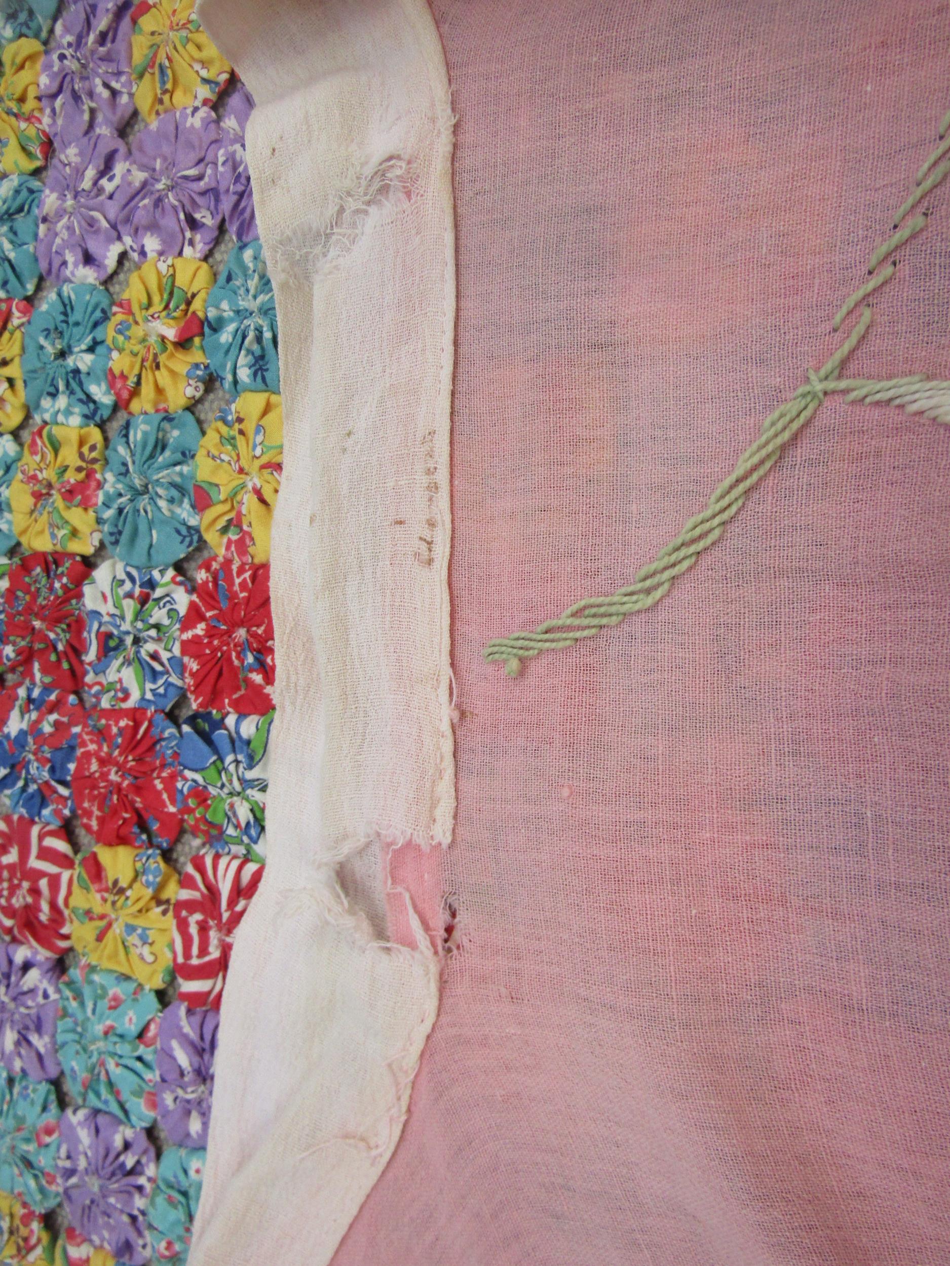 Two early 20th Century kimono style dressing gowns in pink, with hand embroidered floral detail - Image 3 of 4