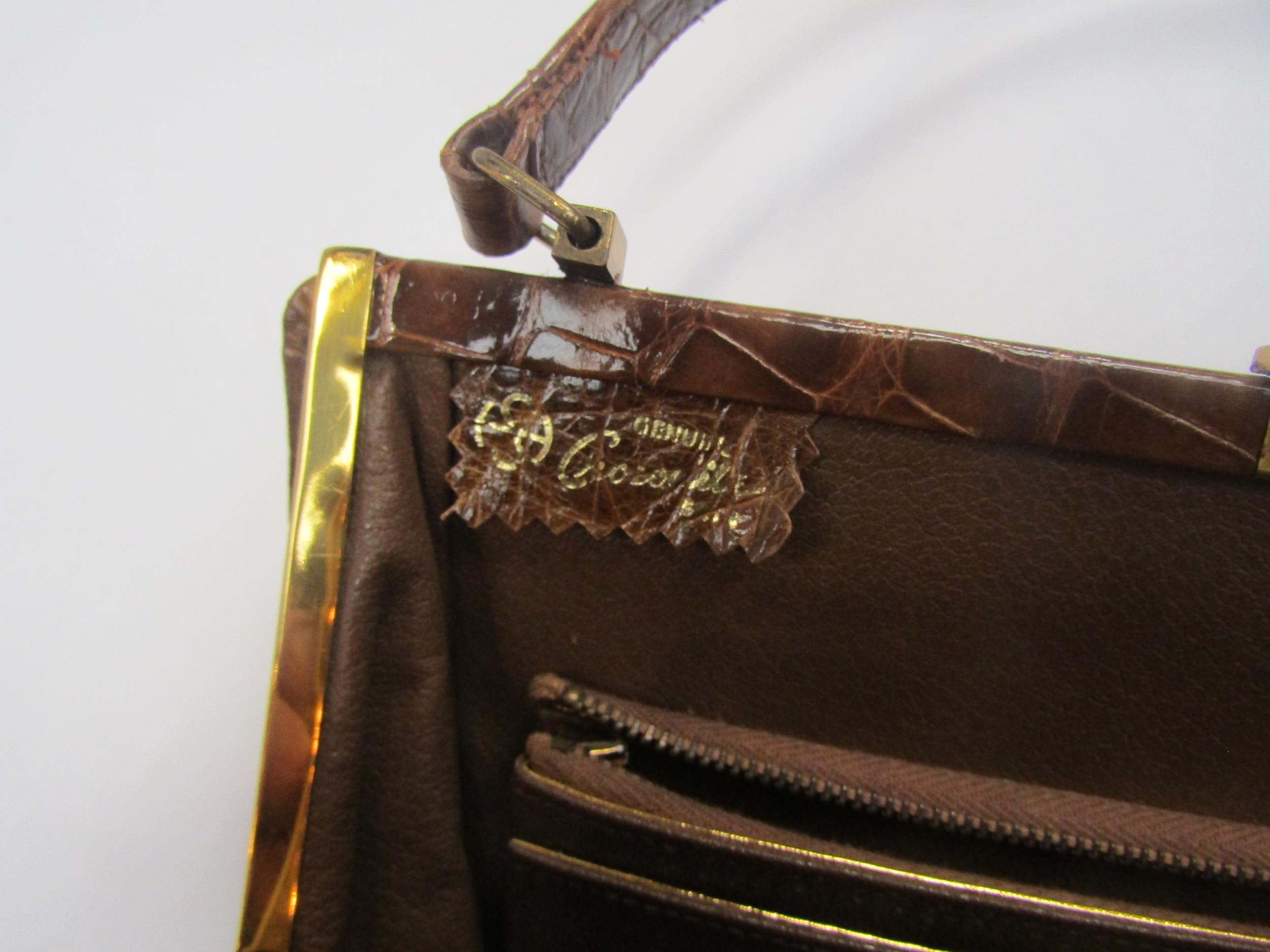 A genuine crocodile skin handbag with original retail card "How Sin Shoe Store", Singapore - Image 3 of 5
