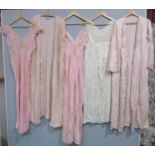 Twelve 1930's/40's ladies' silk, silk chiffon and lace nightdress, one ensemble and a dressing gown