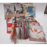 A quantity of knitting needles, a selection of 1950's and 60's knitting patterns, "Family Journal"
