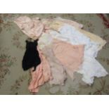 Two boxes containing 1930's/40's ladies' silk chiffon and lace undergarments to include cami