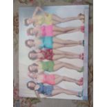 A print on canvas of seven 1950's bathing beauties, 46cm x 60cm