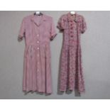 Two 1940's dresses with utility mark