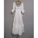 Laura Ashley 1980's white cotton full length dress, in the Princess Diana style