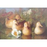 ELOISE HARRIETT STANNARD (1829-1915) An ornate gilt framed oil on canvas, Four Ducklings with