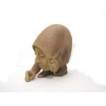 JULIET DYER (1933-2015): A studio pottery figure titled "The Shower". Label to base, 32cm x 32cm x