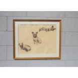 TESSA PULLAN (b.1953): Sketches of Dogs, 1993. Charcoal and pencil on paper. Signed and dated.