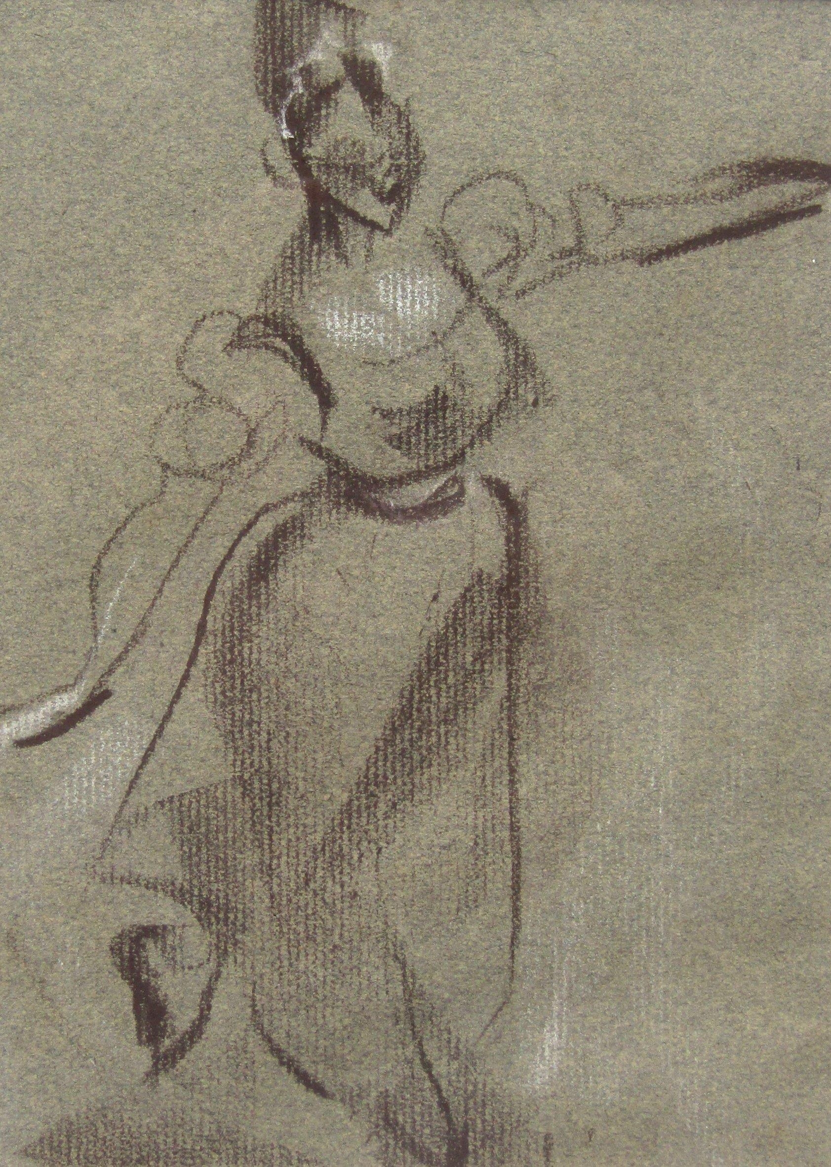 MARY KRISHNA (1909-1968): A framed and glazed pastel on paper of a female dancer. Unsigned, name - Image 2 of 4