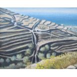 ANNE CHRISTOPHERSON (1921- 2013) ‘Terraced hillside and mule track, Tinos, Greece’(1986). Oil on