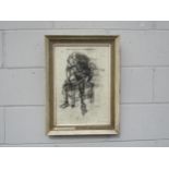 HILARY BEAUCHAM (XX/XX1): A framed and glazed charcoal drawing, seated female figure. Signed