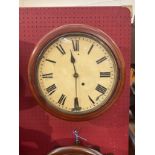 A Victorian mahogany cased dial clock with Roman painted face, with pendulum